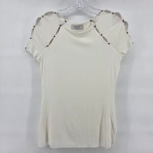 BAILEY 44 White Top Small Off-White Cutout Sleeve Minimalist Capsule‎ Designer